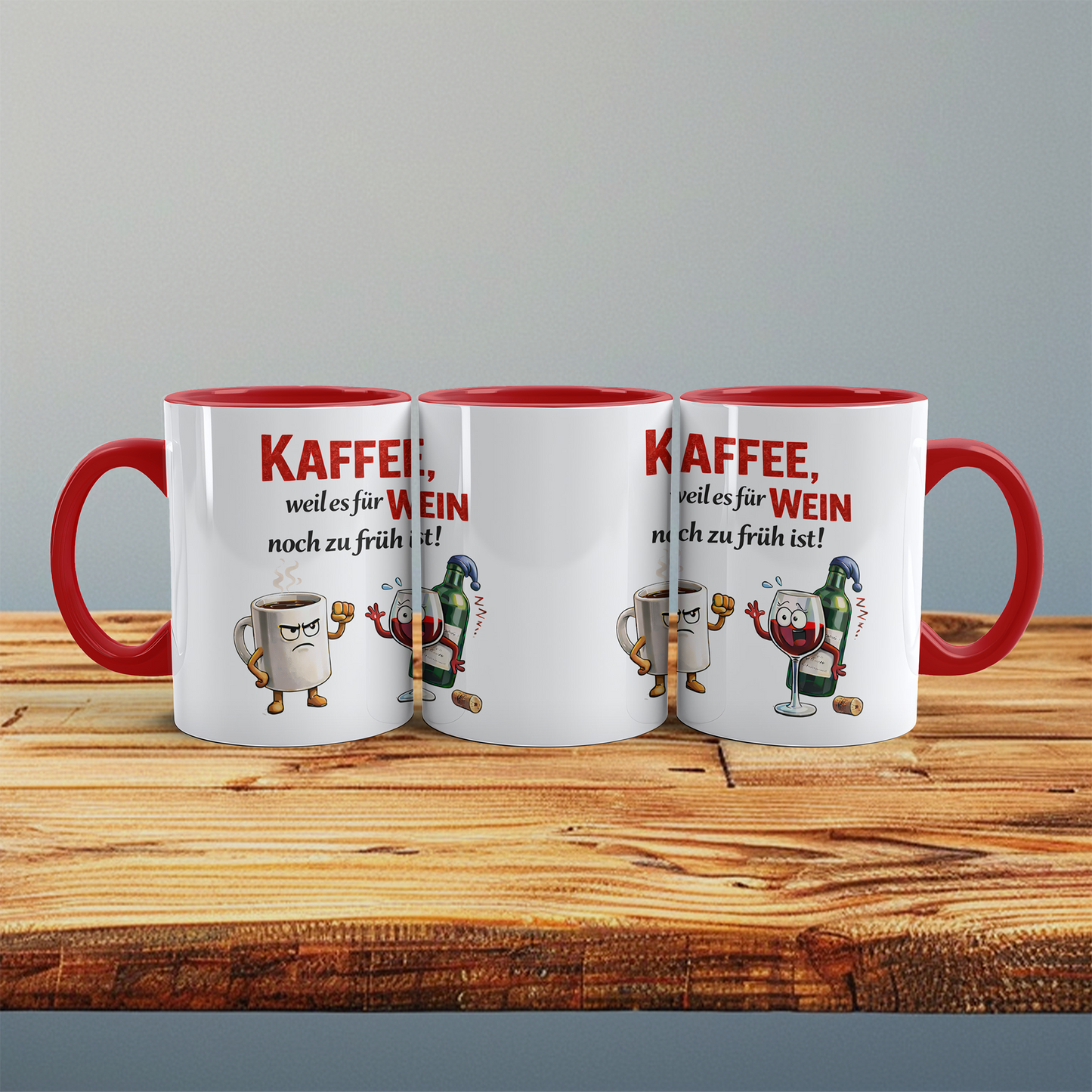 Kaffee Spruch Tasse „Kaffee, weil es für Wein noch zu früh ist“ – Lustiges Geschenk für Kaffeeliebhaber