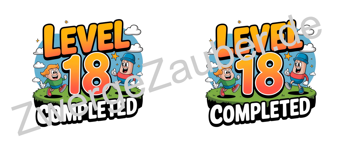 Lustige bedruckte Tasse – „Level 18 Completed“ – Perfektes Geburtstagsgeschenk für Familie & Freunde