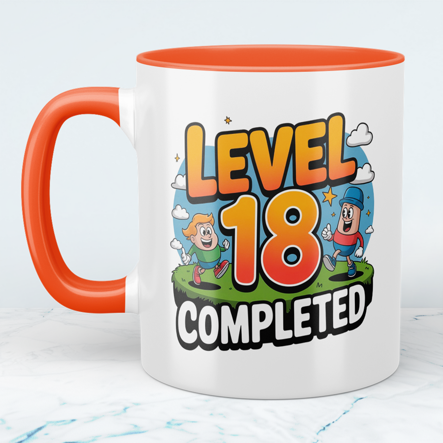 Lustige bedruckte Tasse – „Level 18 Completed“ – Perfektes Geburtstagsgeschenk für Familie & Freunde