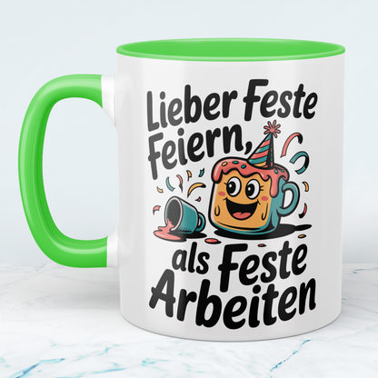 Feierlaune garantiert: “Lieber feste feiern, als feste arbeiten!” – Humorvolles Geschenk für den Büroalltag