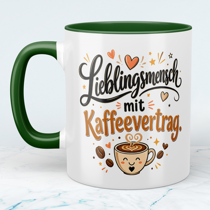 Tasse "Lieblingsmensch mit Kaffeevertrag" – Lustiges Geschenk für Kaffee-Fans