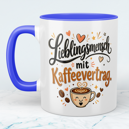 Tasse "Lieblingsmensch mit Kaffeevertrag" – Lustiges Geschenk für Kaffee-Fans