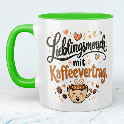 Tasse "Lieblingsmensch mit Kaffeevertrag" – Lustiges Geschenk für Kaffee-Fans