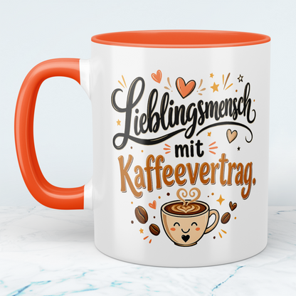 Tasse "Lieblingsmensch mit Kaffeevertrag" – Lustiges Geschenk für Kaffee-Fans