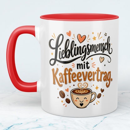 Tasse "Lieblingsmensch mit Kaffeevertrag" – Lustiges Geschenk für Kaffee-Fans