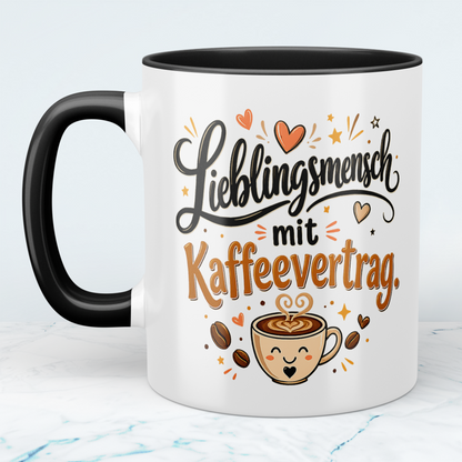 Tasse "Lieblingsmensch mit Kaffeevertrag" – Lustiges Geschenk für Kaffee-Fans