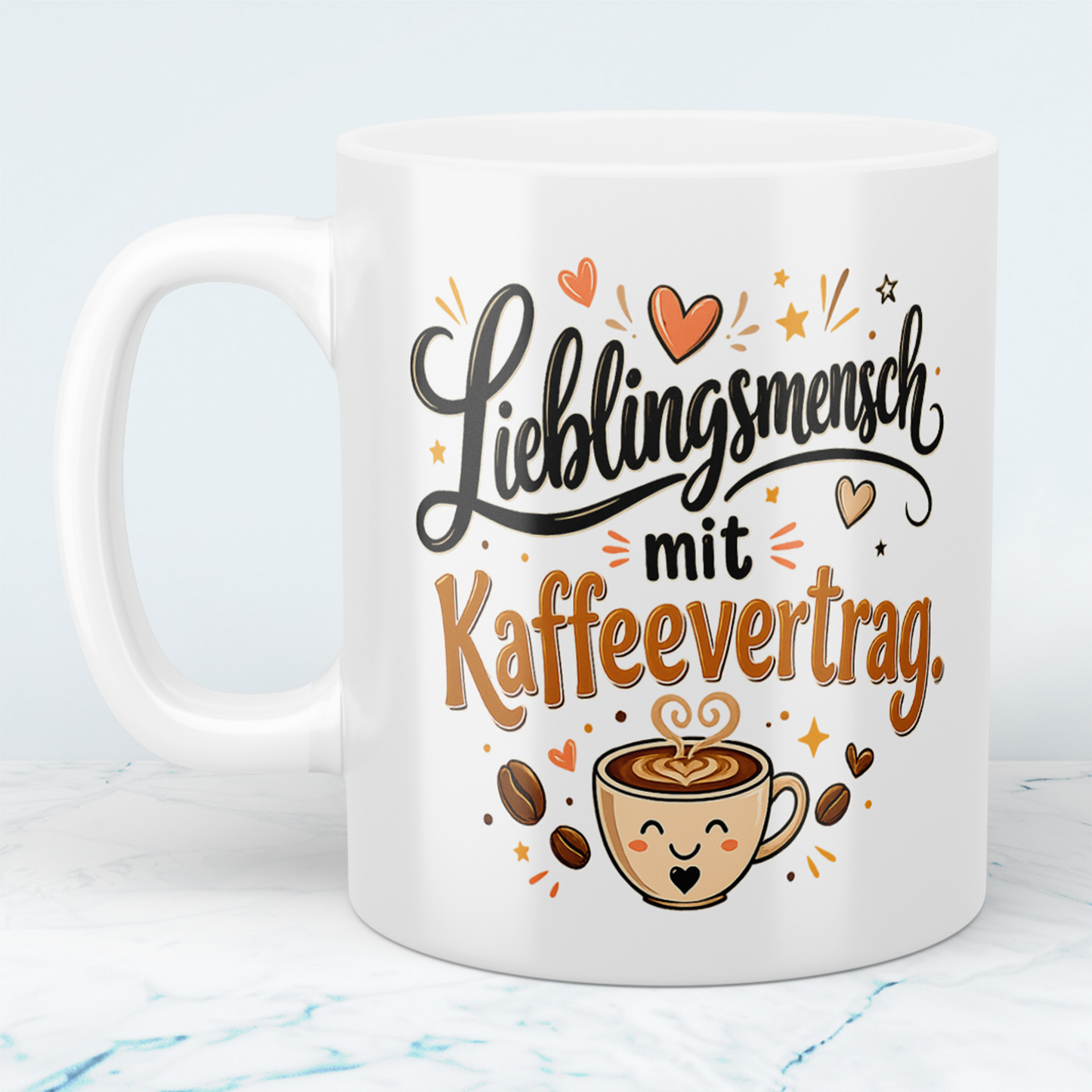 Tasse "Lieblingsmensch mit Kaffeevertrag" – Lustiges Geschenk für Kaffee-Fans