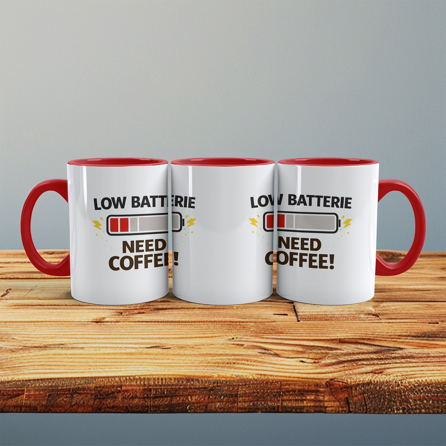 Low Batterie Need Coffee Tasse – Lustige Kaffeetasse für Büro & Kaffee Fans