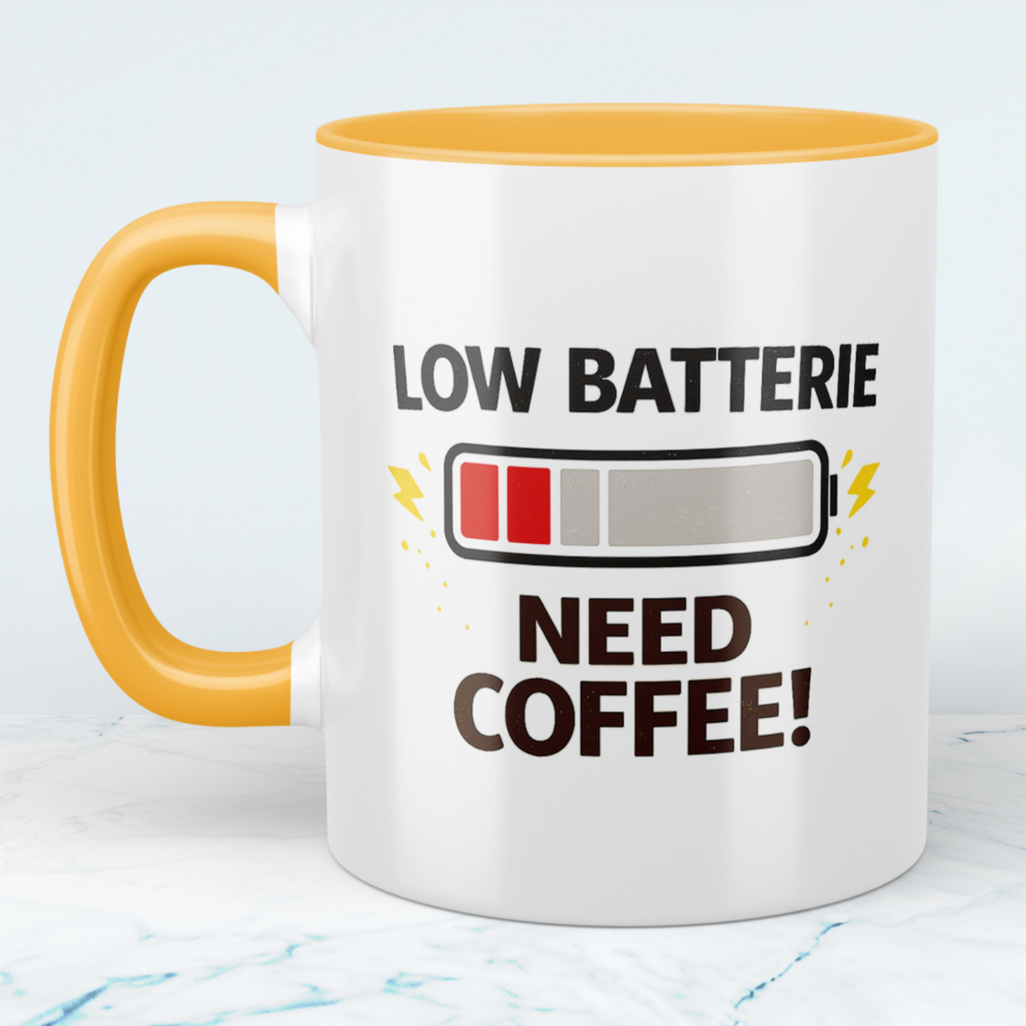 Low Batterie Need Coffee Tasse – Lustige Kaffeetasse für Büro & Kaffee Fans