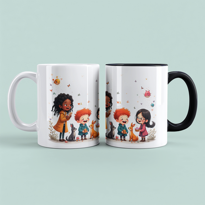 Magische Tiere: Bunte bedruckte Tasse mit lustigen Cartoon-Figuren – Das perfekte Geschenk für Kinder!