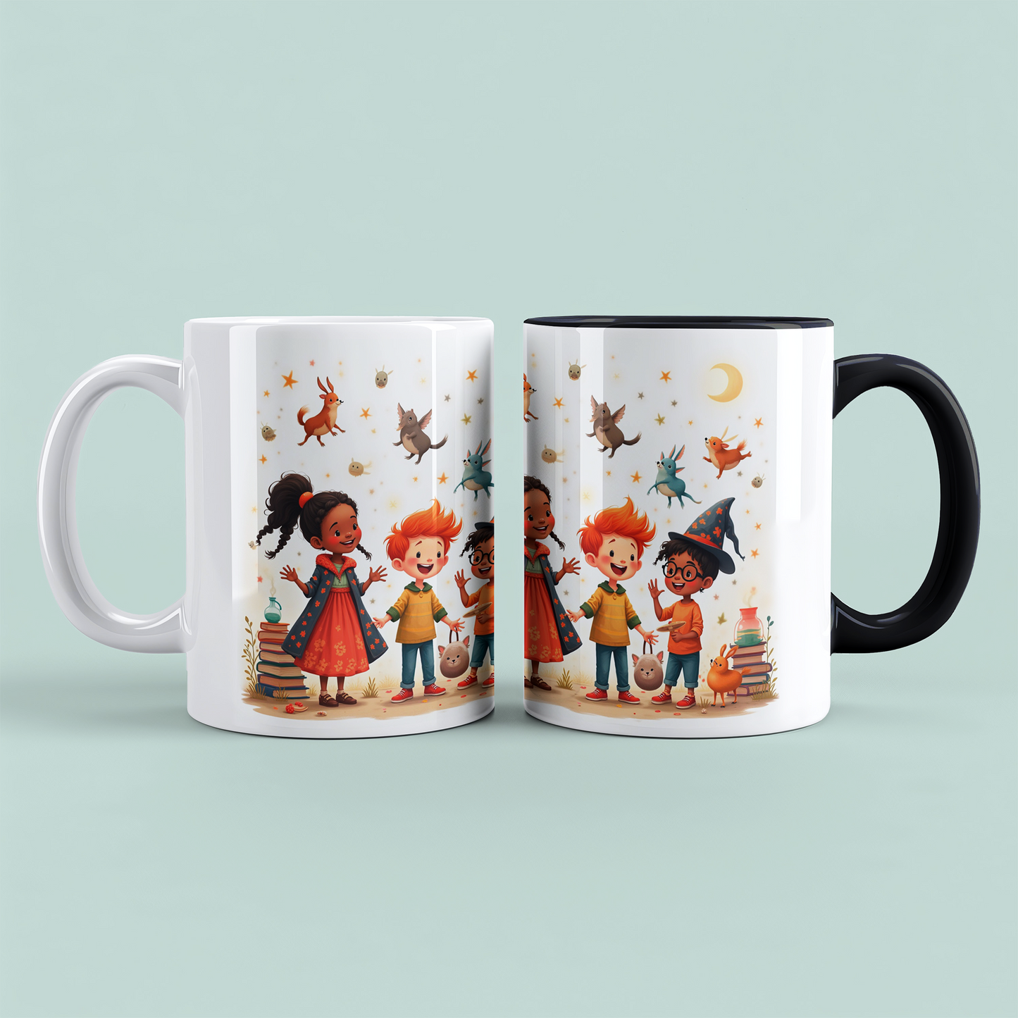 Bedruckte Tasse mit lustigen, magischen Tieren und Figuren – das perfekte Cartoon-Geschenk für Kinder!