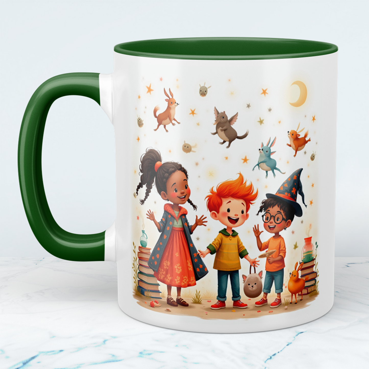 Bedruckte Tasse mit lustigen, magischen Tieren und Figuren – das perfekte Cartoon-Geschenk für Kinder!