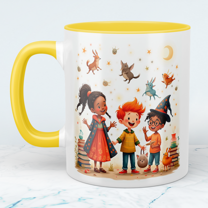 Bedruckte Tasse mit lustigen, magischen Tieren und Figuren – das perfekte Cartoon-Geschenk für Kinder!