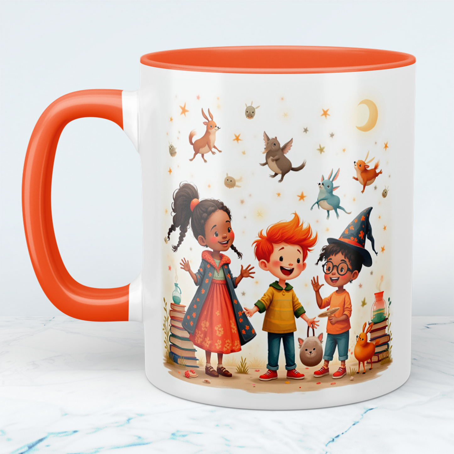 Bedruckte Tasse mit lustigen, magischen Tieren und Figuren – das perfekte Cartoon-Geschenk für Kinder!