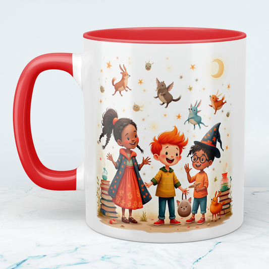 Bedruckte Tasse mit lustigen, magischen Tieren und Figuren – das perfekte Cartoon-Geschenk für Kinder!