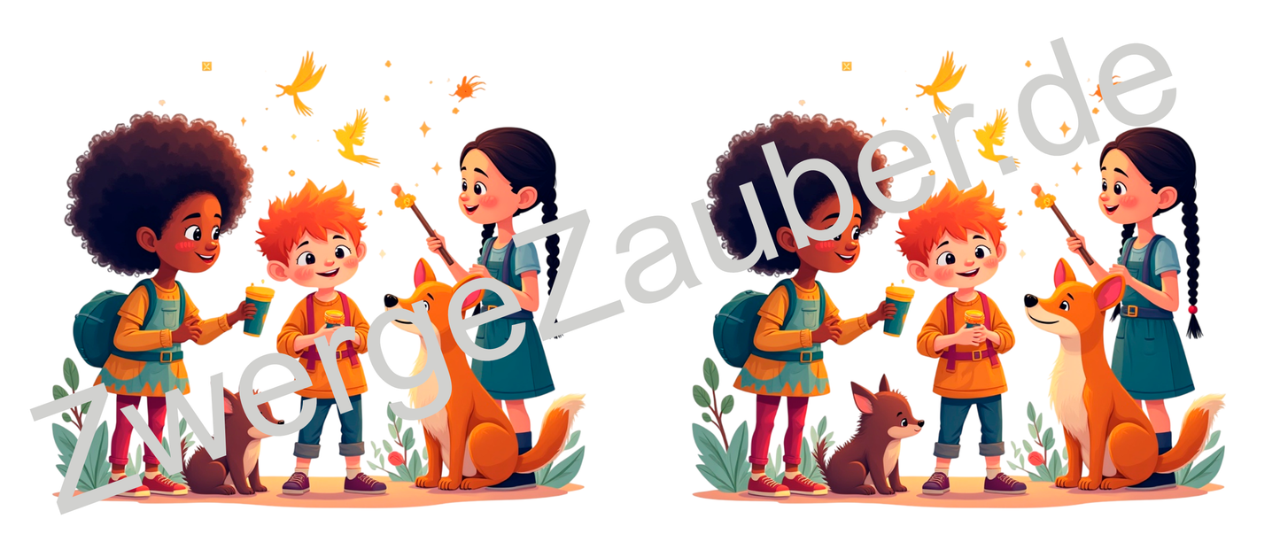 Lustige, bedruckte Tasse mit magischen Tieren und Figuren – das perfekte Geschenk für Kinder!