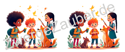 Lustige, bedruckte Tasse mit magischen Tieren und Figuren – das perfekte Geschenk für Kinder!