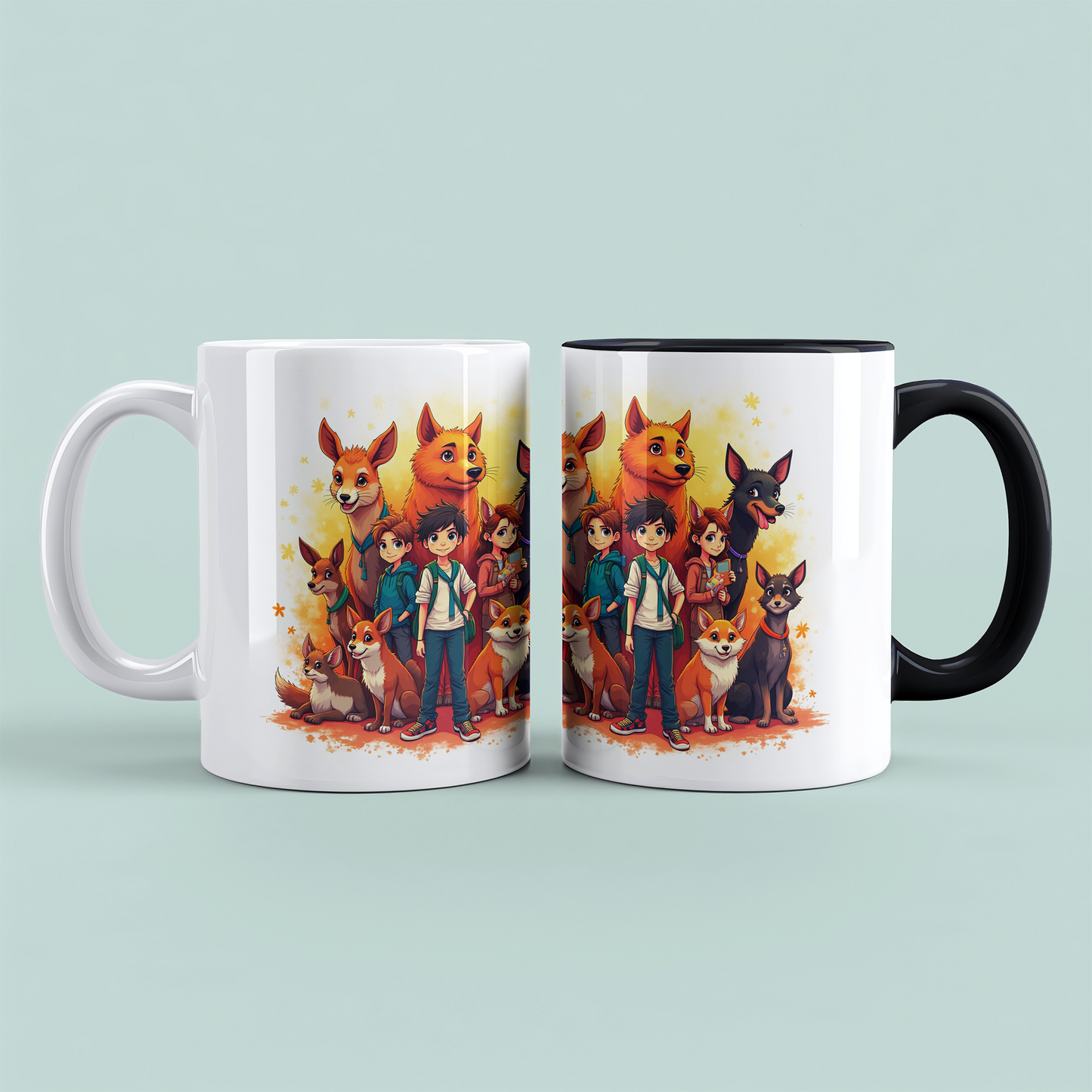 Lustige bedruckte Tasse mit magischen Tieren und Kindern - Perfektes Geschenk für jeden Anlass!