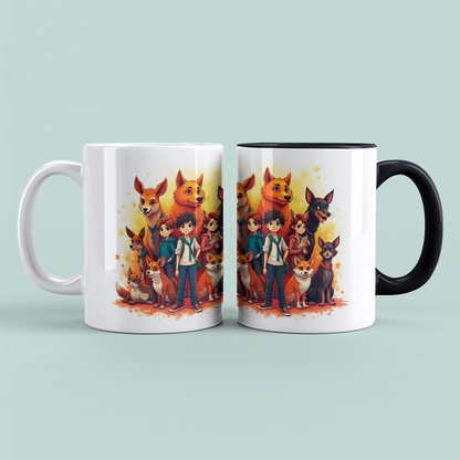Lustige bedruckte Tasse mit magischen Tieren und Kindern - Perfektes Geschenk für jeden Anlass!