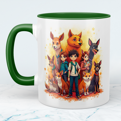 Lustige bedruckte Tasse mit magischen Tieren und Kindern - Perfektes Geschenk für jeden Anlass!