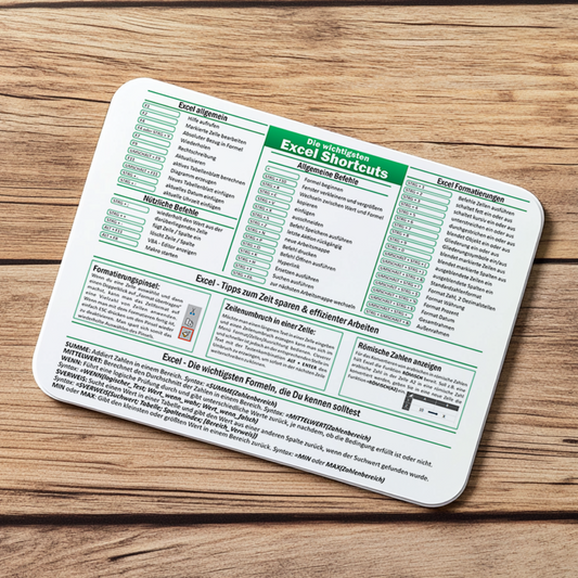 Excel effizient nutzen: Mauspad mit Shortcuts / Kurzbefehlen, Tipps & Tricks für mehr Produktivität