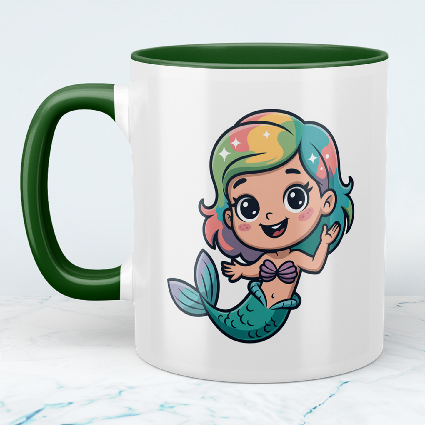 Niedliche bedruckte Tasse mit Meerjungfrau – Kinder Geschenk, süßes Motiv