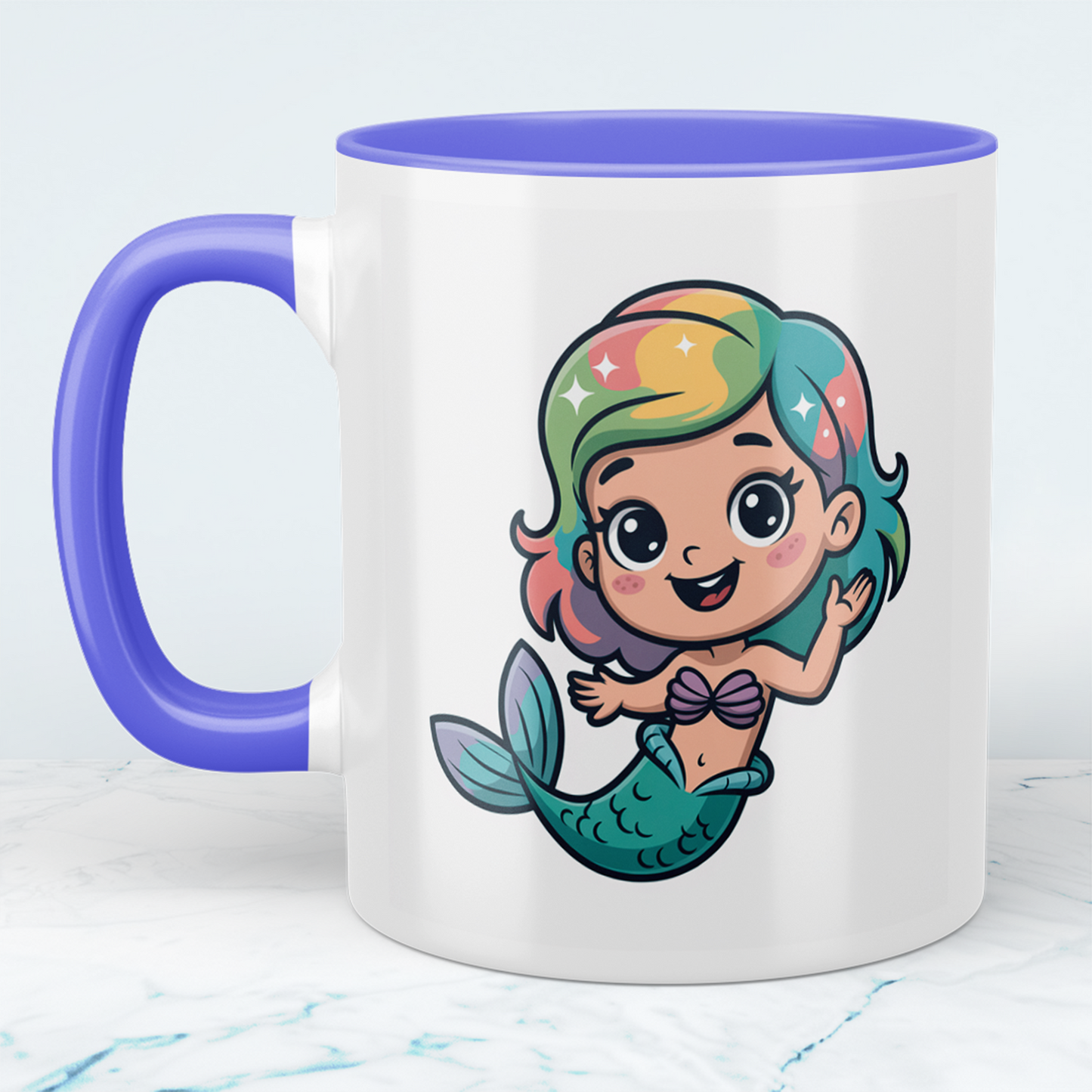 Niedliche bedruckte Tasse mit Meerjungfrau – Kinder Geschenk, süßes Motiv