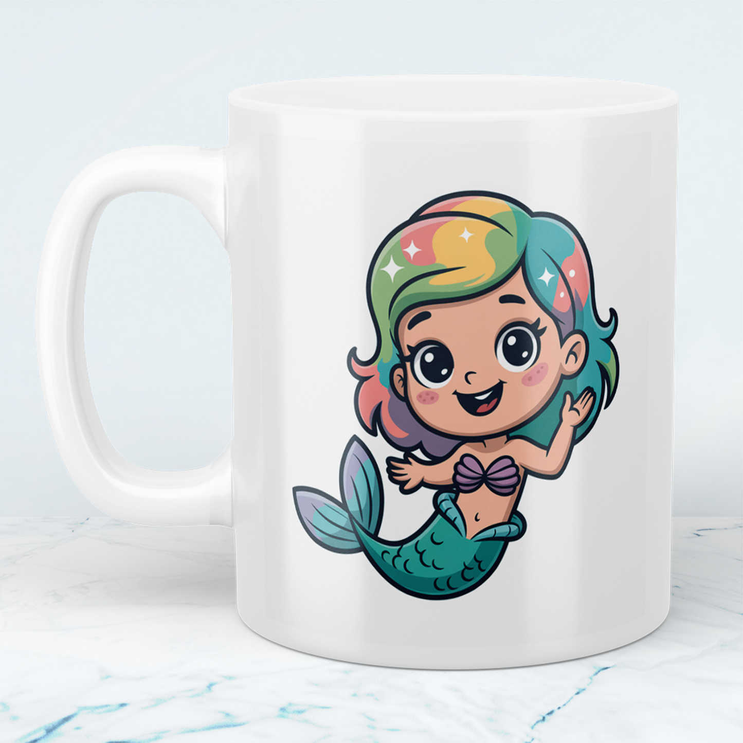 Niedliche bedruckte Tasse mit Meerjungfrau – Kinder Geschenk, süßes Motiv