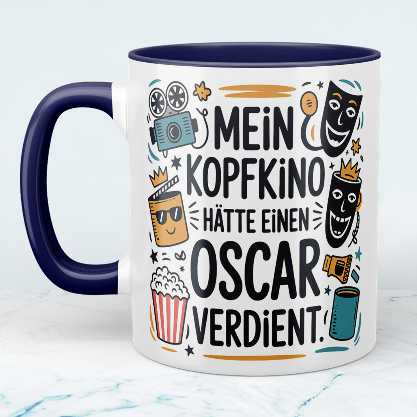 Witzige Kaffeetasse fürs Büro – Geschenk für Kollegen: Mein Kopfkino hätte einen Oscar verdient