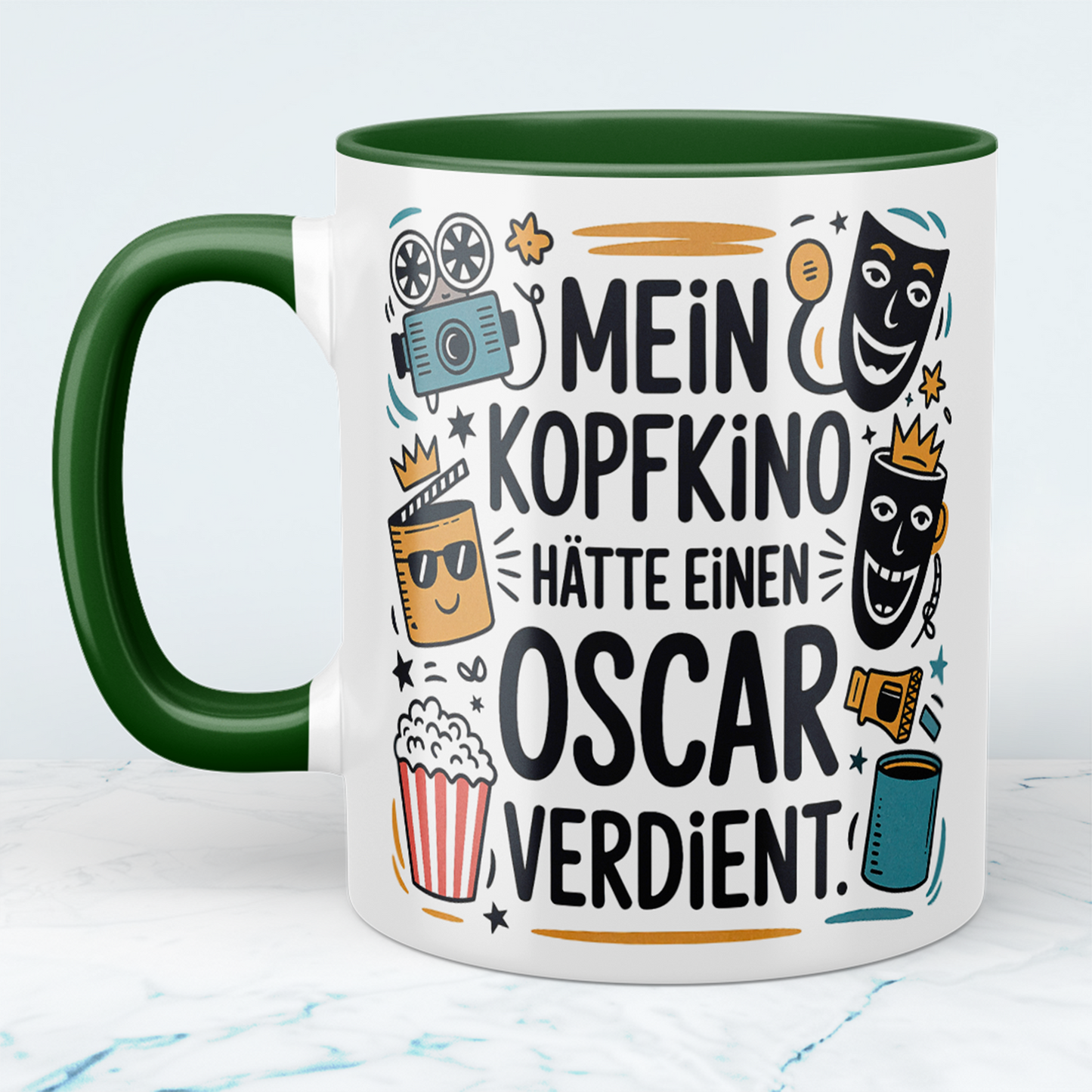 Witzige Kaffeetasse fürs Büro – Geschenk für Kollegen: Mein Kopfkino hätte einen Oscar verdient