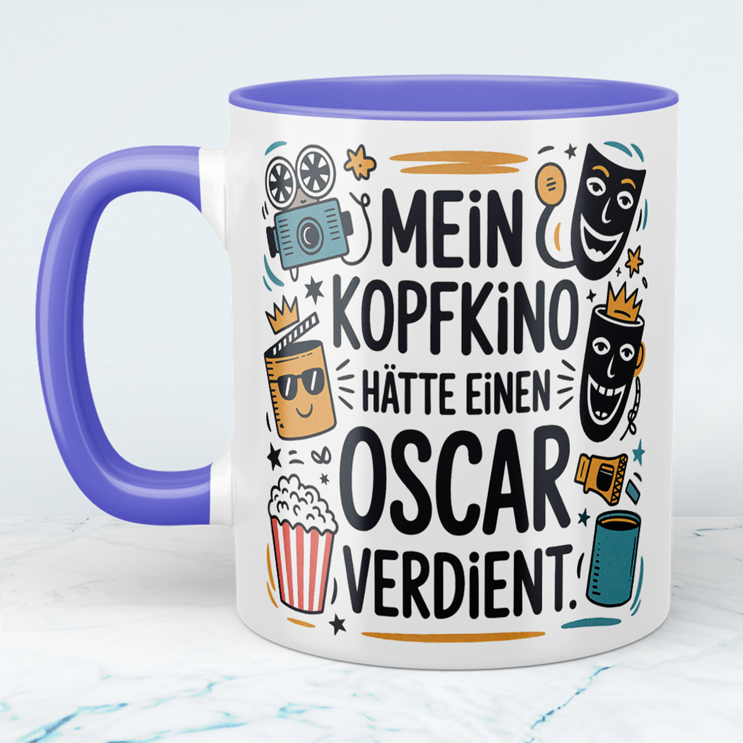 Witzige Kaffeetasse fürs Büro – Geschenk für Kollegen: Mein Kopfkino hätte einen Oscar verdient