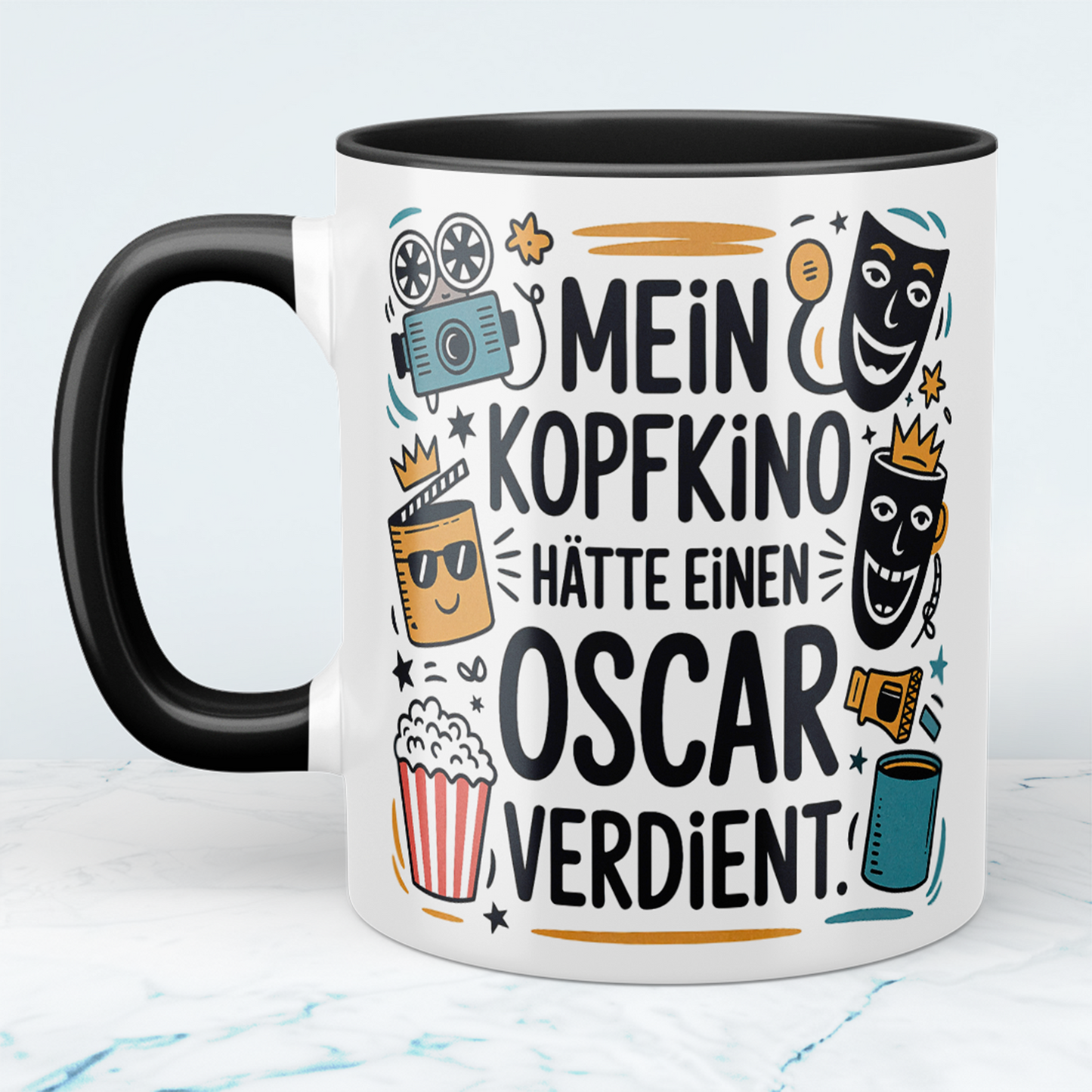 Witzige Kaffeetasse fürs Büro – Geschenk für Kollegen: Mein Kopfkino hätte einen Oscar verdient