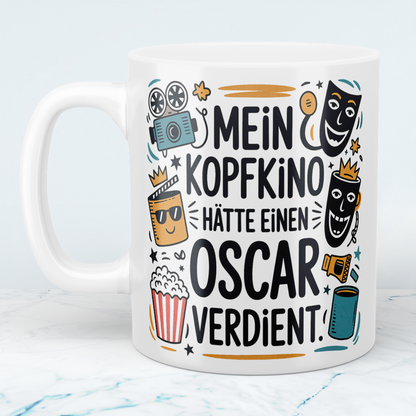 Witzige Kaffeetasse fürs Büro – Geschenk für Kollegen: Mein Kopfkino hätte einen Oscar verdient