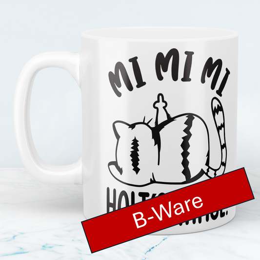 B-Ware - Tasse mit Aufdruck MI MI MI Halts Maul Katze,  Sublimationsaufdruck, Tassengröße 11oz (330 ml), lustiger Spruch, versch. Farben auswählbar