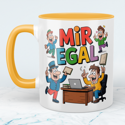 Spaßige Kaffeetasse „Mir Egal“ – Lustiges Büro-Geschenk für Kollegen und Freunde