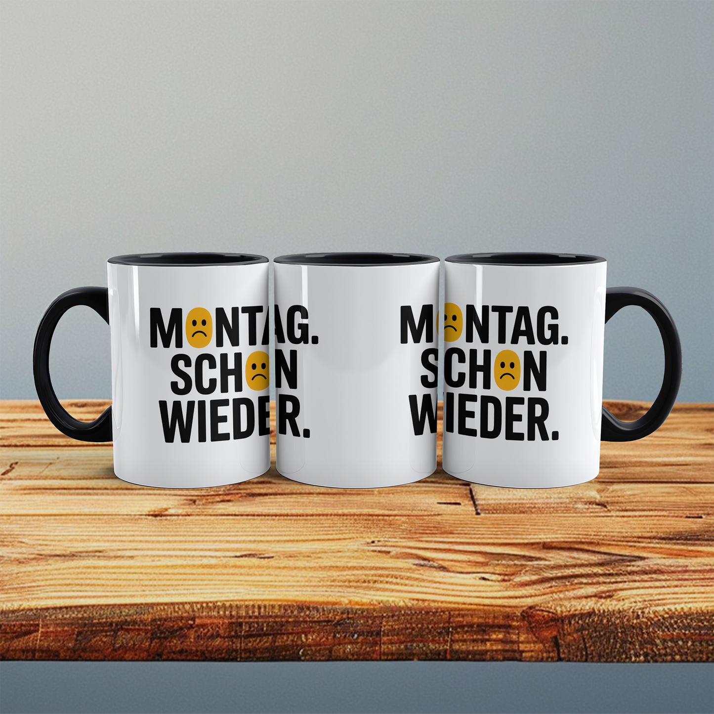 Lustige Kaffeetasse mit Spruch „Montag schon wieder“ – Geschenk für Arbeit, Büro & Freunde
