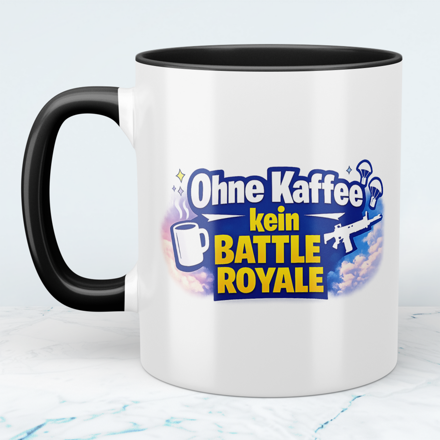 Ohne Kaffee kein Battle Royale Tasse – Gamer Kaffeebecher für Fortnite & Gaming Fans