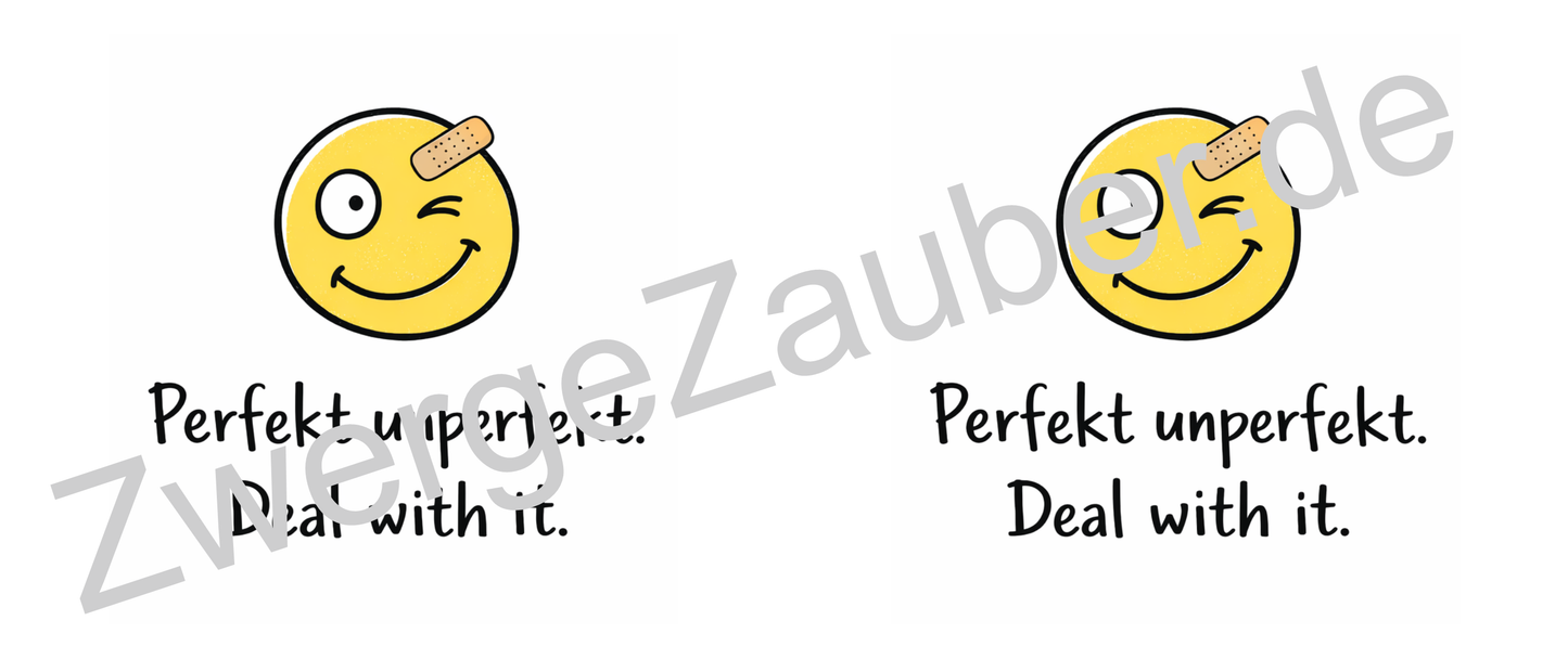 Lustige Tasse mit Spruch „Perfekt unperfekt – Deal with it!“ | Geschenk für Arbeit & Kollegen