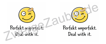 Lustige Tasse mit Spruch „Perfekt unperfekt – Deal with it!“ | Geschenk für Arbeit & Kollegen