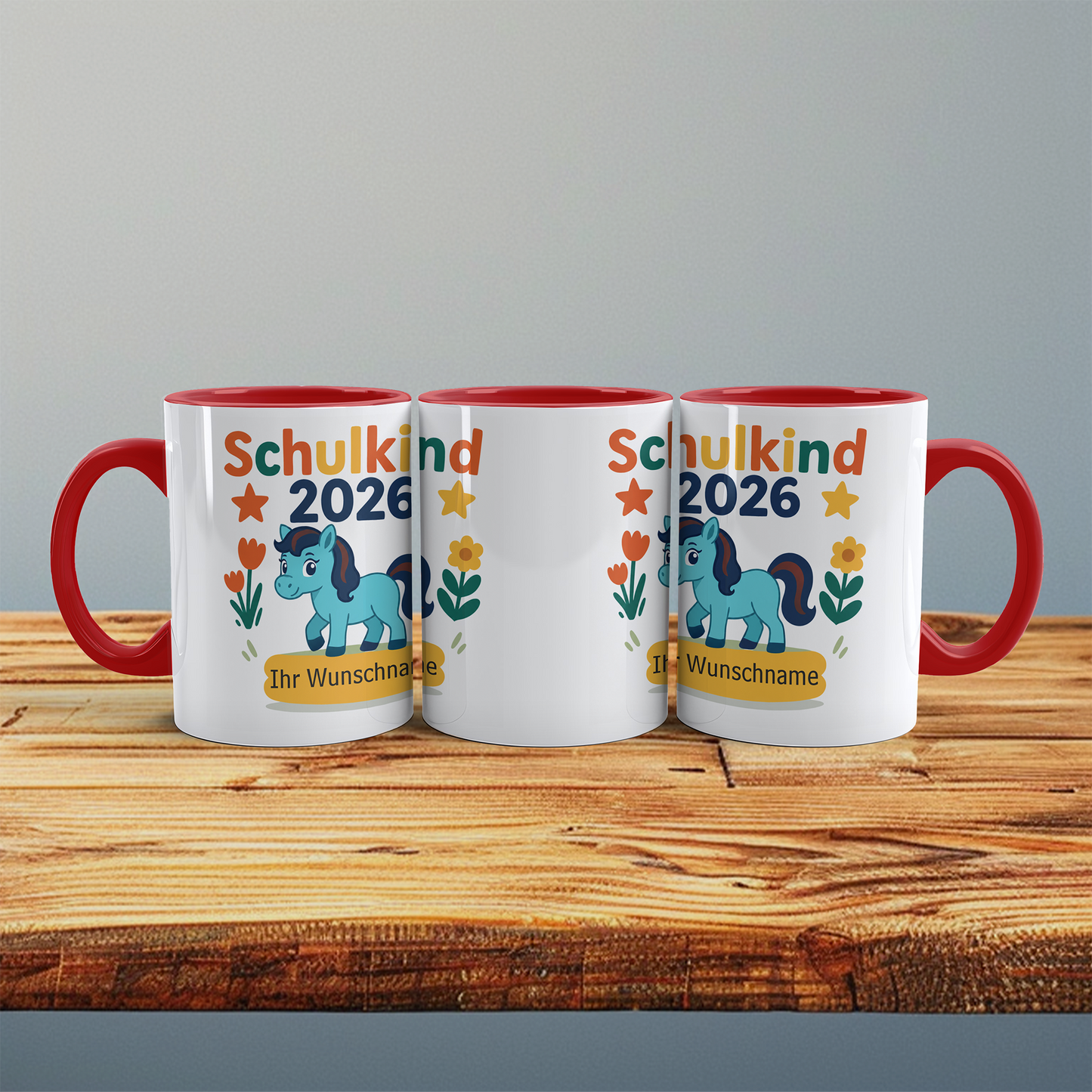 Zum Schulstart – Bedruckte Tasse, Personalisiert mit Namen, Ponny und Schriftzug: Schulkind 2026