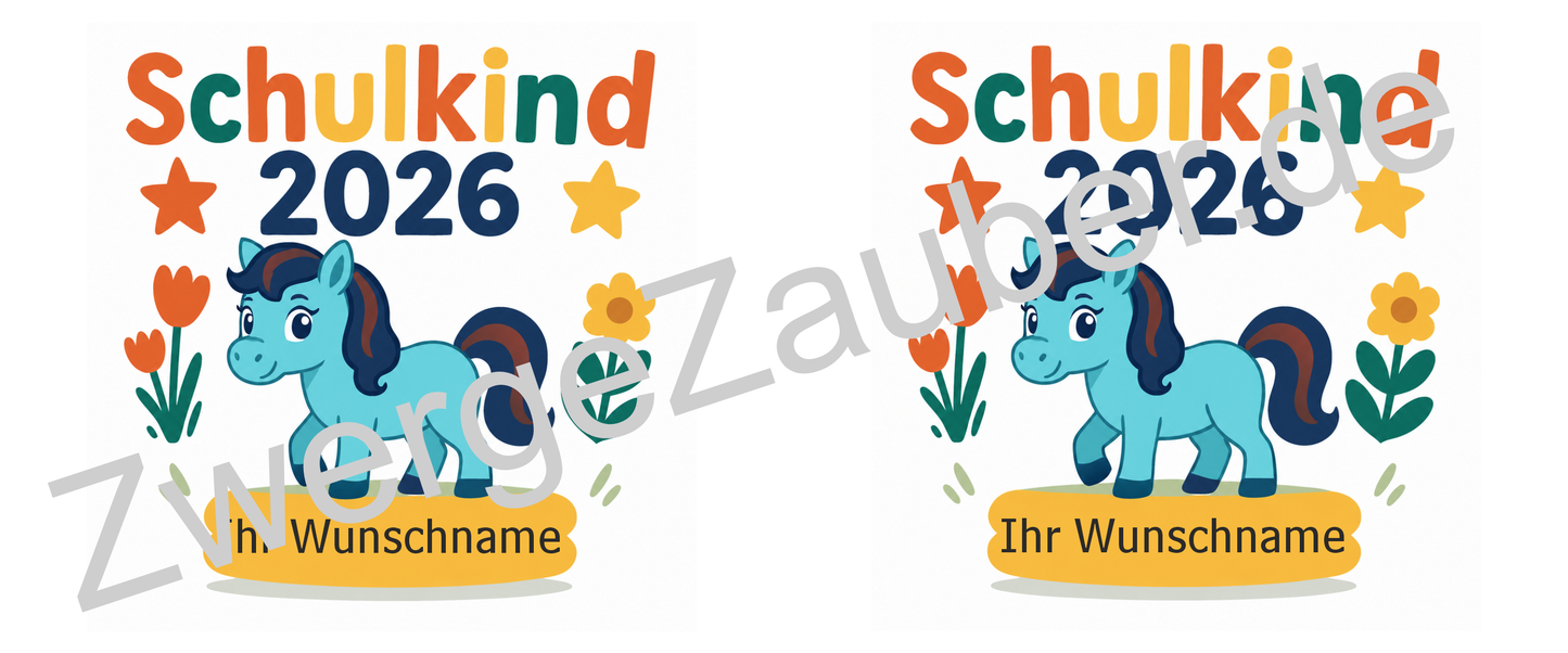 Zum Schulstart – Bedruckte Tasse, Personalisiert mit Namen, Ponny und Schriftzug: Schulkind 2026