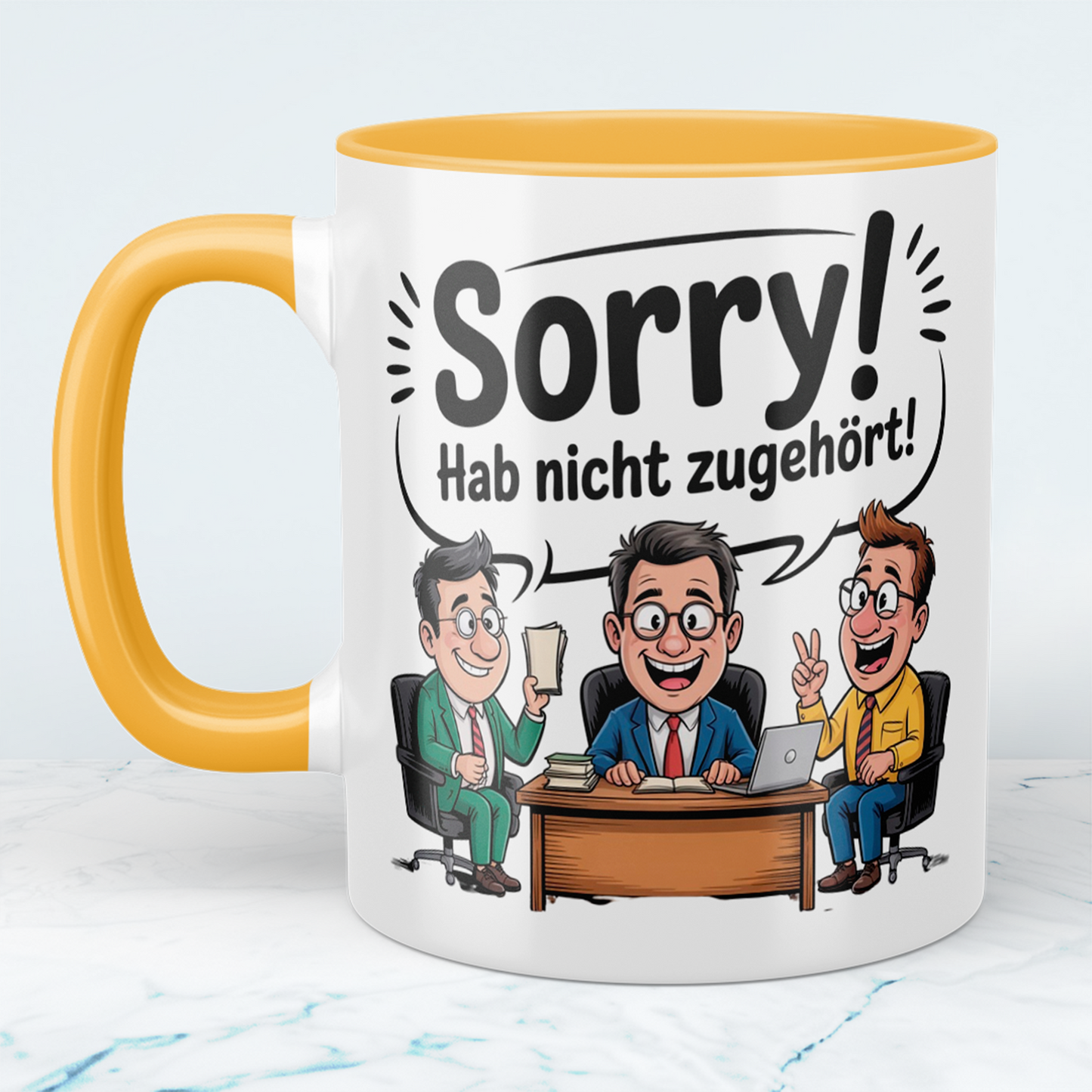 Witzige Keramiktasse „Sorry! Hab nicht zugehört!“ – Geschenkidee für Kollegen, Freunde & Kaffee-Fans
