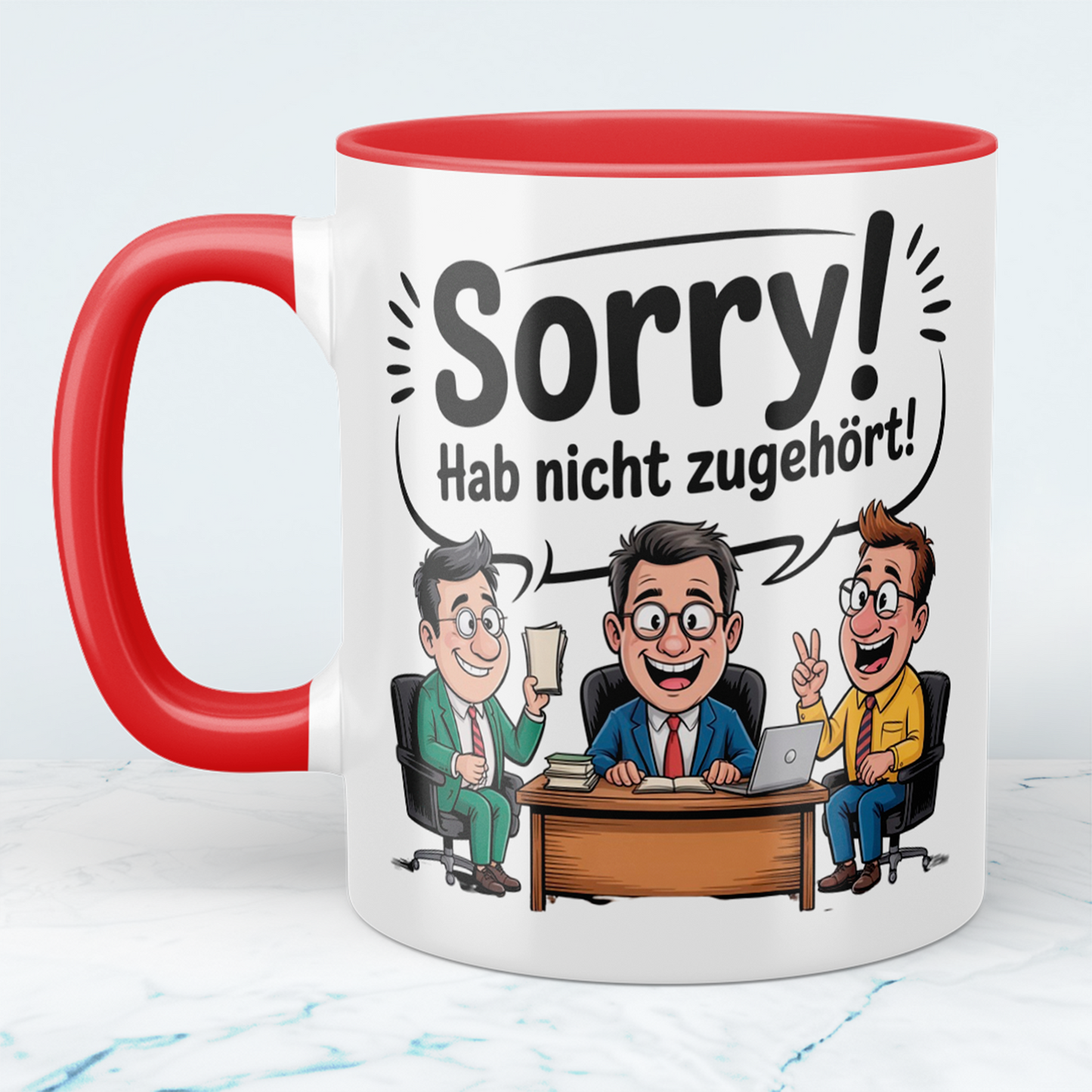 Witzige Keramiktasse „Sorry! Hab nicht zugehört!“ – Geschenkidee für Kollegen, Freunde & Kaffee-Fans