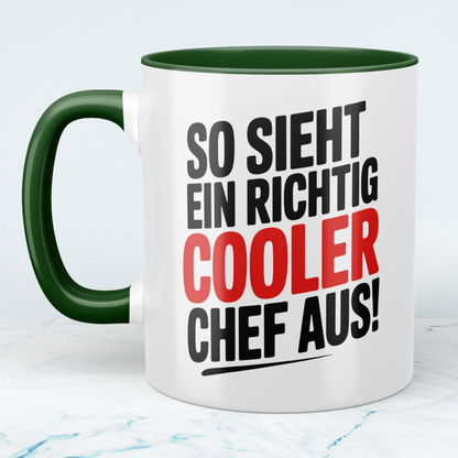 Lustige Tasse mit Spruch „Sie sieht ein richtig cooler Chef aus!“ – Geschenkidee für Chef, Kollegen & Büro