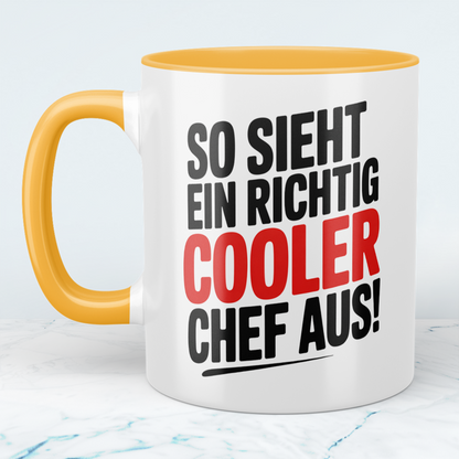Lustige Tasse mit Spruch „Sie sieht ein richtig cooler Chef aus!“ – Geschenkidee für Chef, Kollegen & Büro