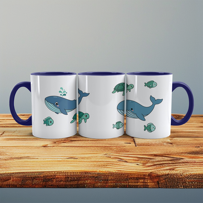 Kindertasse Meerestiere – Wale, Fische & Schildkröten, niedlich bedruckt