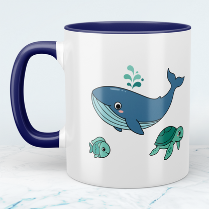 Kindertasse Meerestiere – Wale, Fische & Schildkröten, niedlich bedruckt
