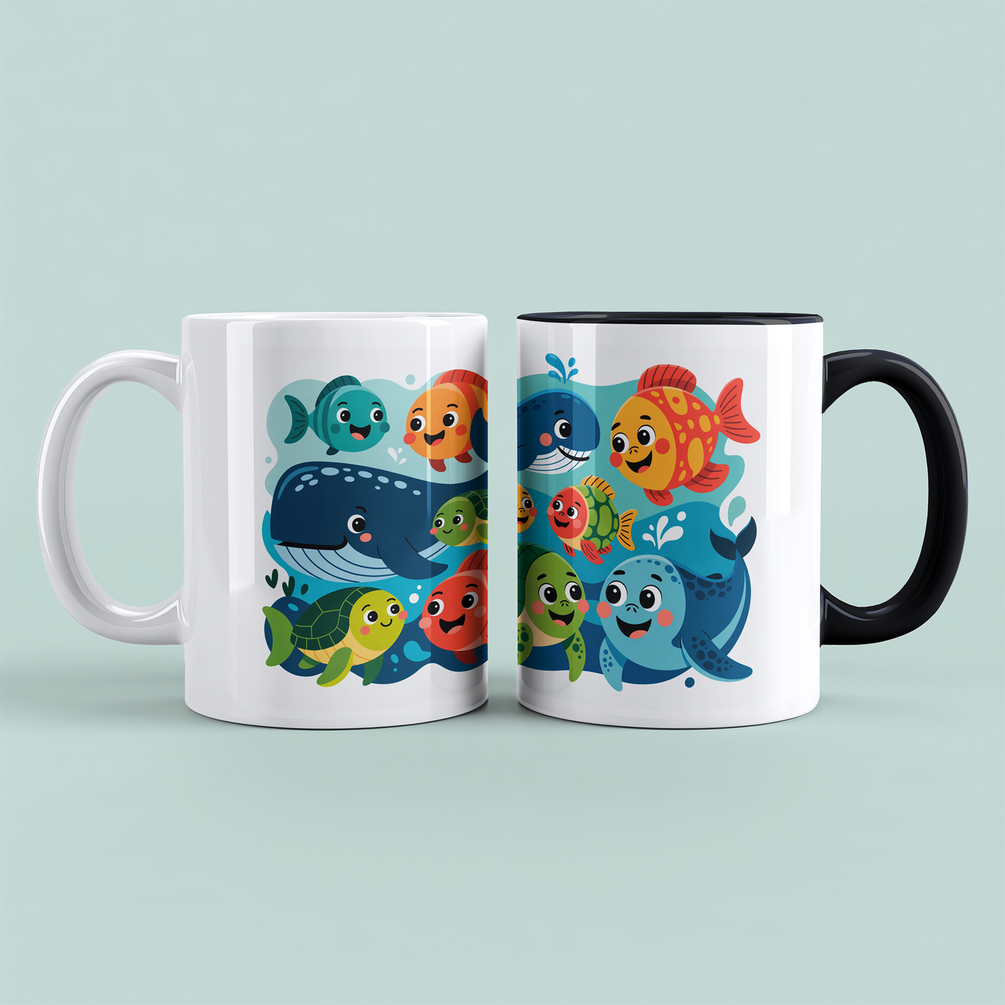 Zauberhafte Kindertasse mit Wal & Fischen – Liebevolles Geschenk für Kinder