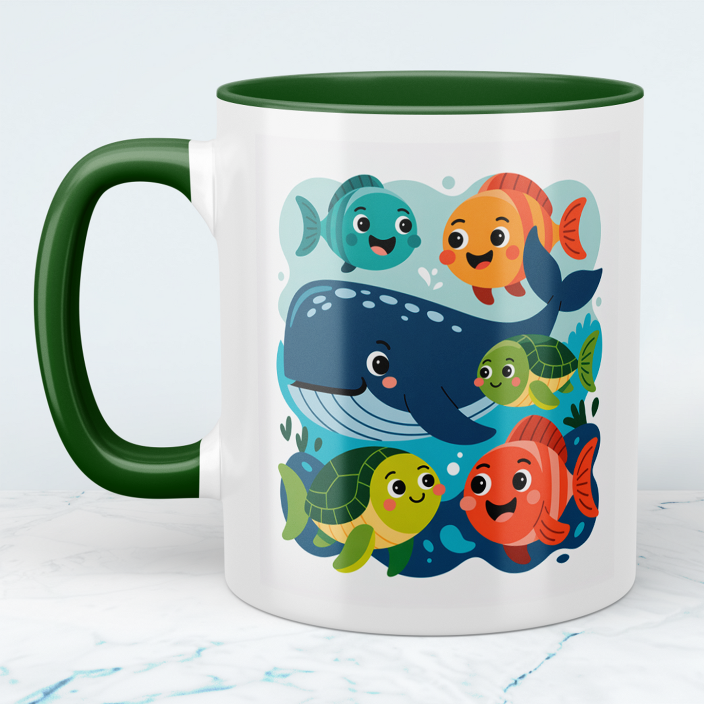 Zauberhafte Kindertasse mit Wal & Fischen – Liebevolles Geschenk für Kinder