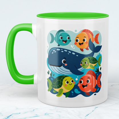 Zauberhafte Kindertasse mit Wal & Fischen – Liebevolles Geschenk für Kinder